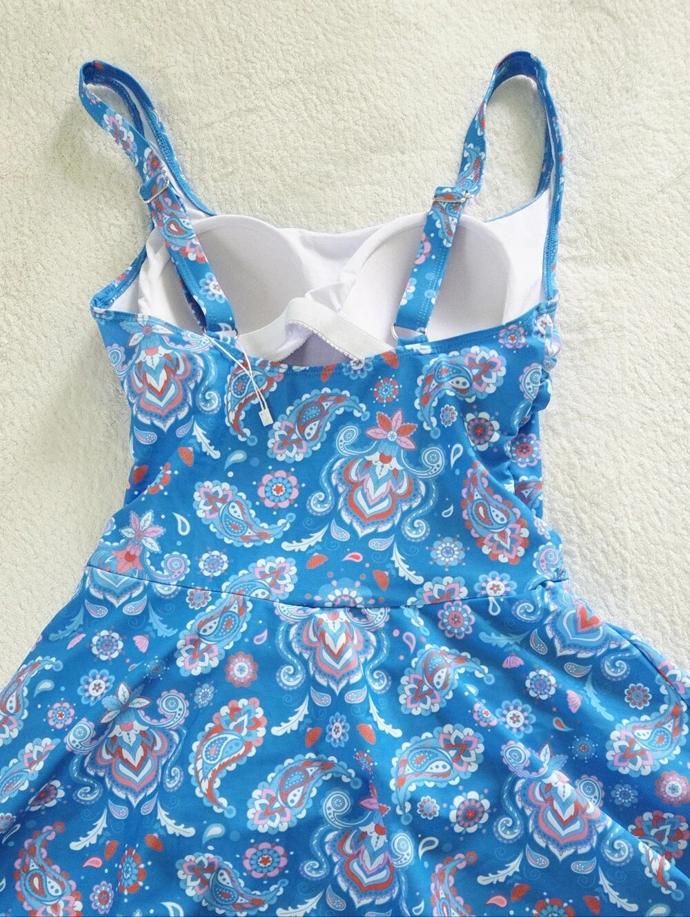 New!!! Eomenie ✨️ Blue Paisley One-Piece Women's Swimdress with Side Tie Size S